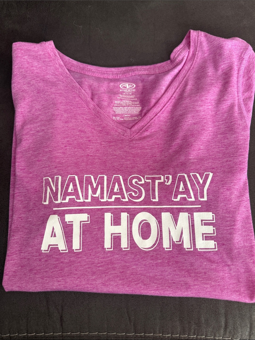V-Neck 'Namast'ay At Home' Graphic Tee - Pink